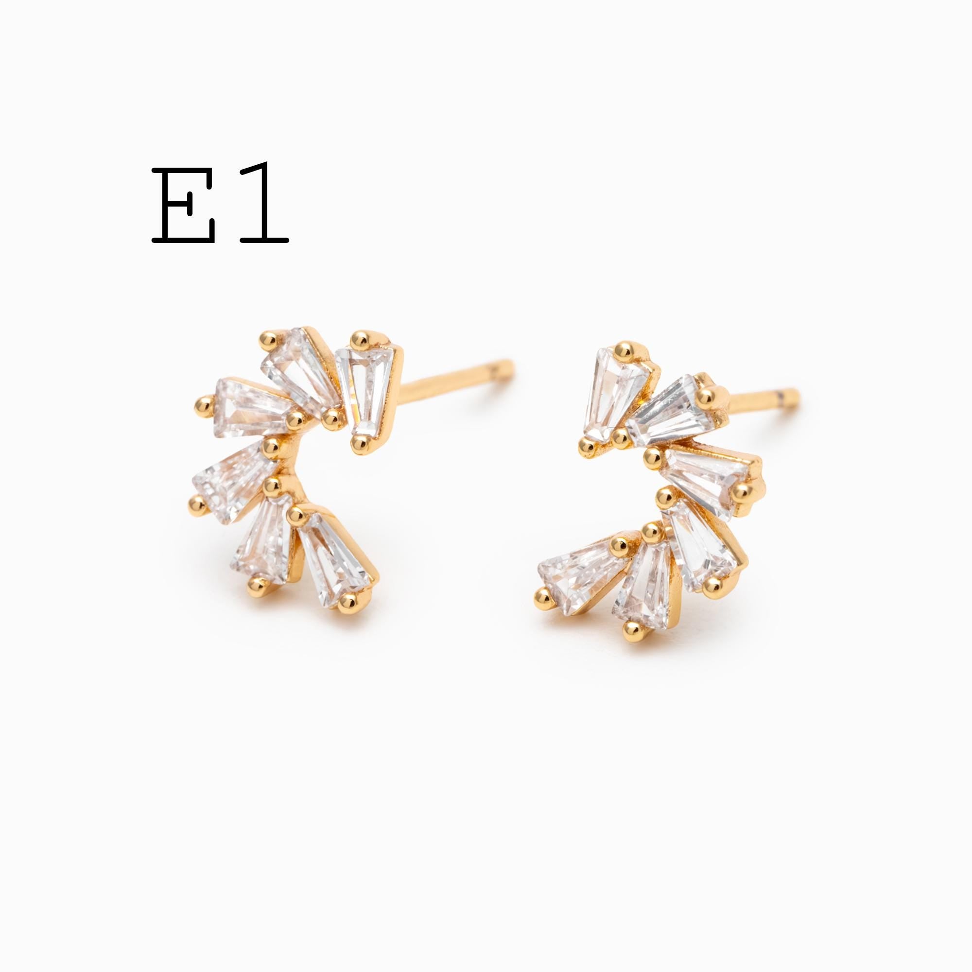 4pcs CZ Pave Dainty Earring, 18K Gold Plated Brass, Jewelry Making, Diy Material, Jewelry Supplies (GB-3369)